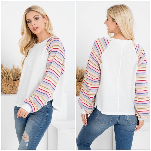 VERY J Casual Chic White Thermal Relaxed Top - Picture 2 of 8